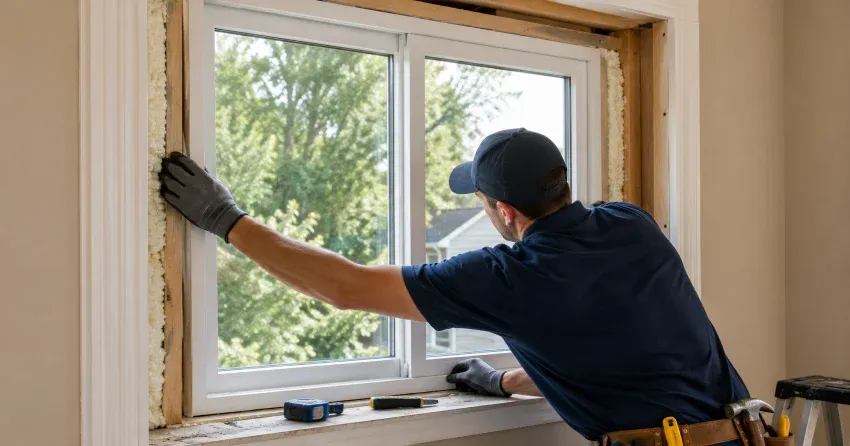 close-up of Low-E glass coating on an insulated window Haig, St. Catharines