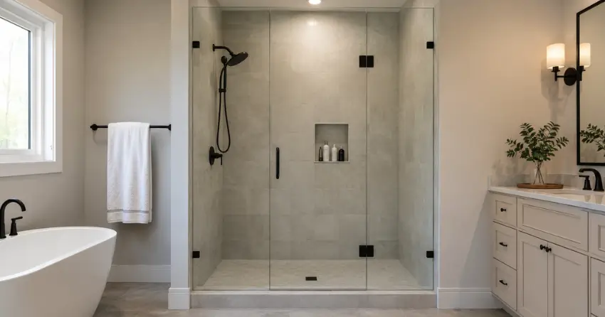 new frameless glass shower door installed in Fairview, St. Catharines