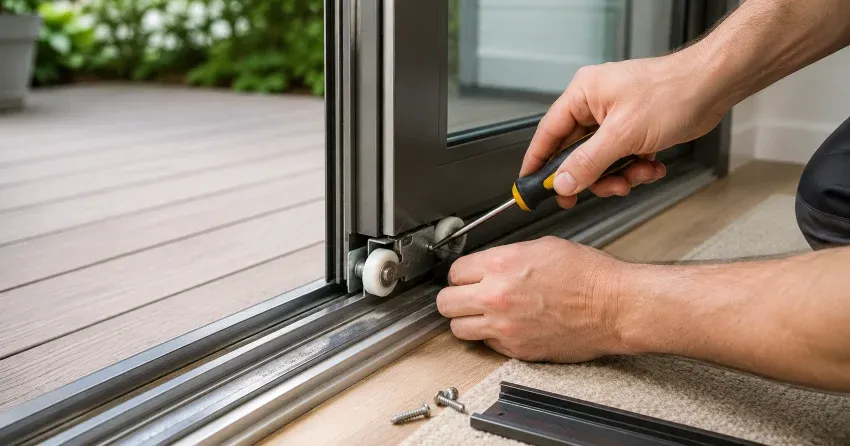 sliding door fix Facer, St. Catharines technician diagnosing track issue